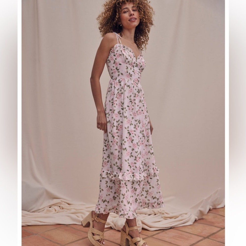 Floral Pink Ruffle Tiered Maxi Dress